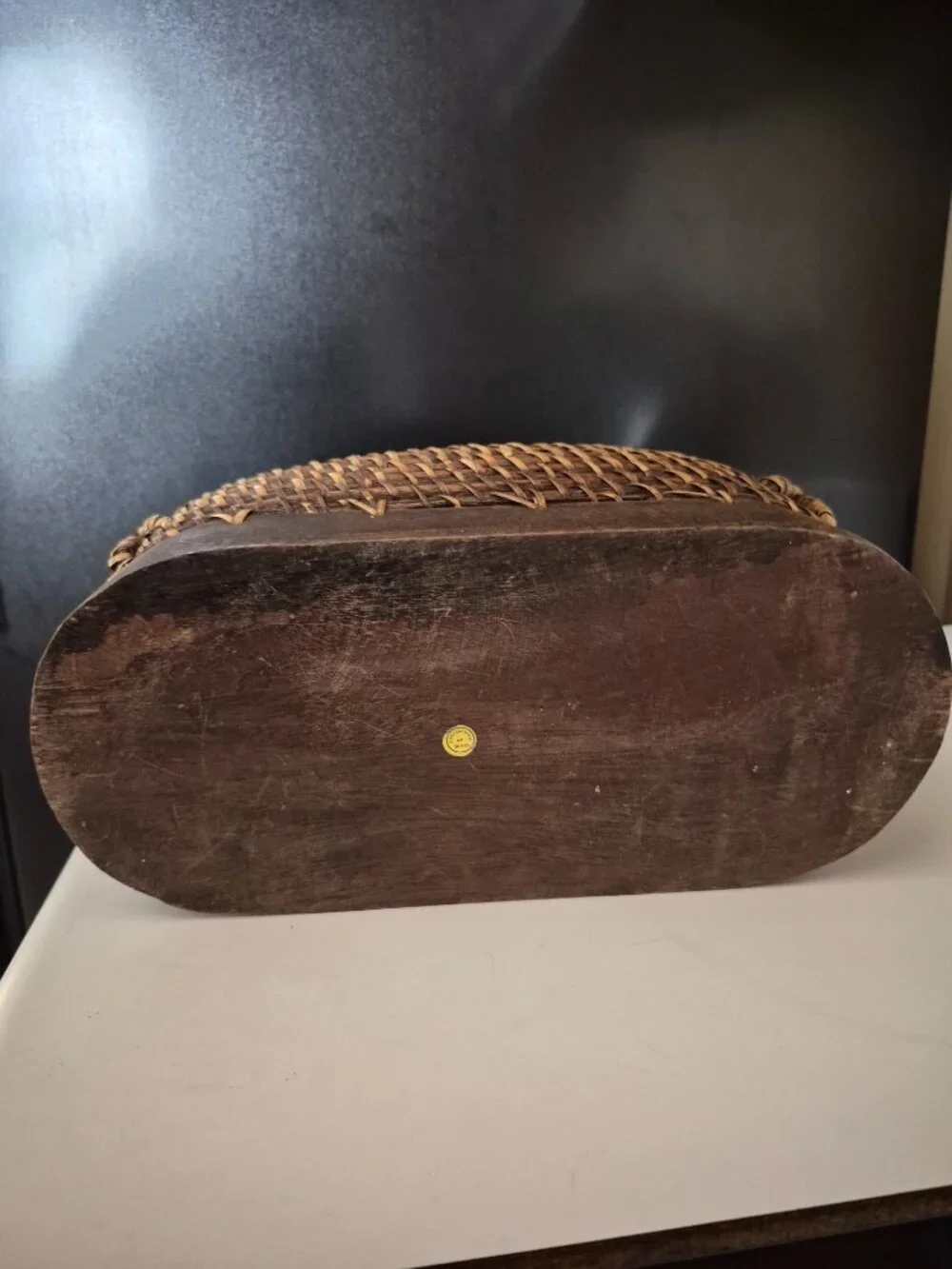 OVAL HAND-WOVEN WICKER STORAGE BASKET